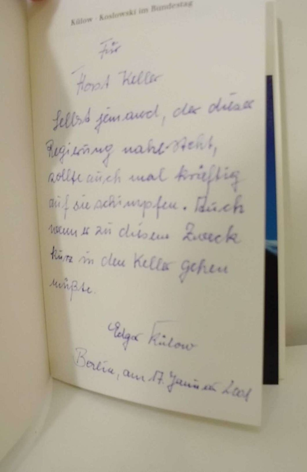 Koslowski im Bundestag / Edgar Külow. [Mit Ill. von Peter Bauer]. Mit handschrif