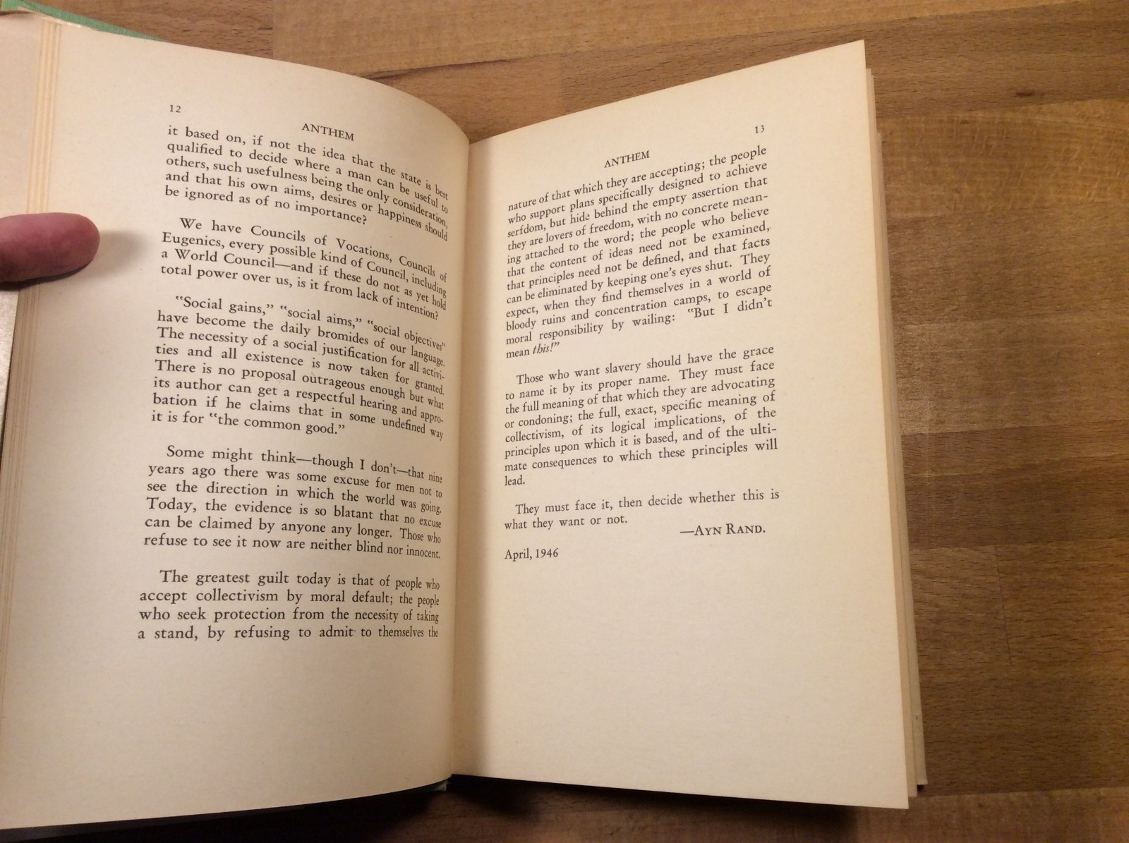 Anthem, Ayn Rand, RARE 1953 Hardcover w/ Dust Jacket