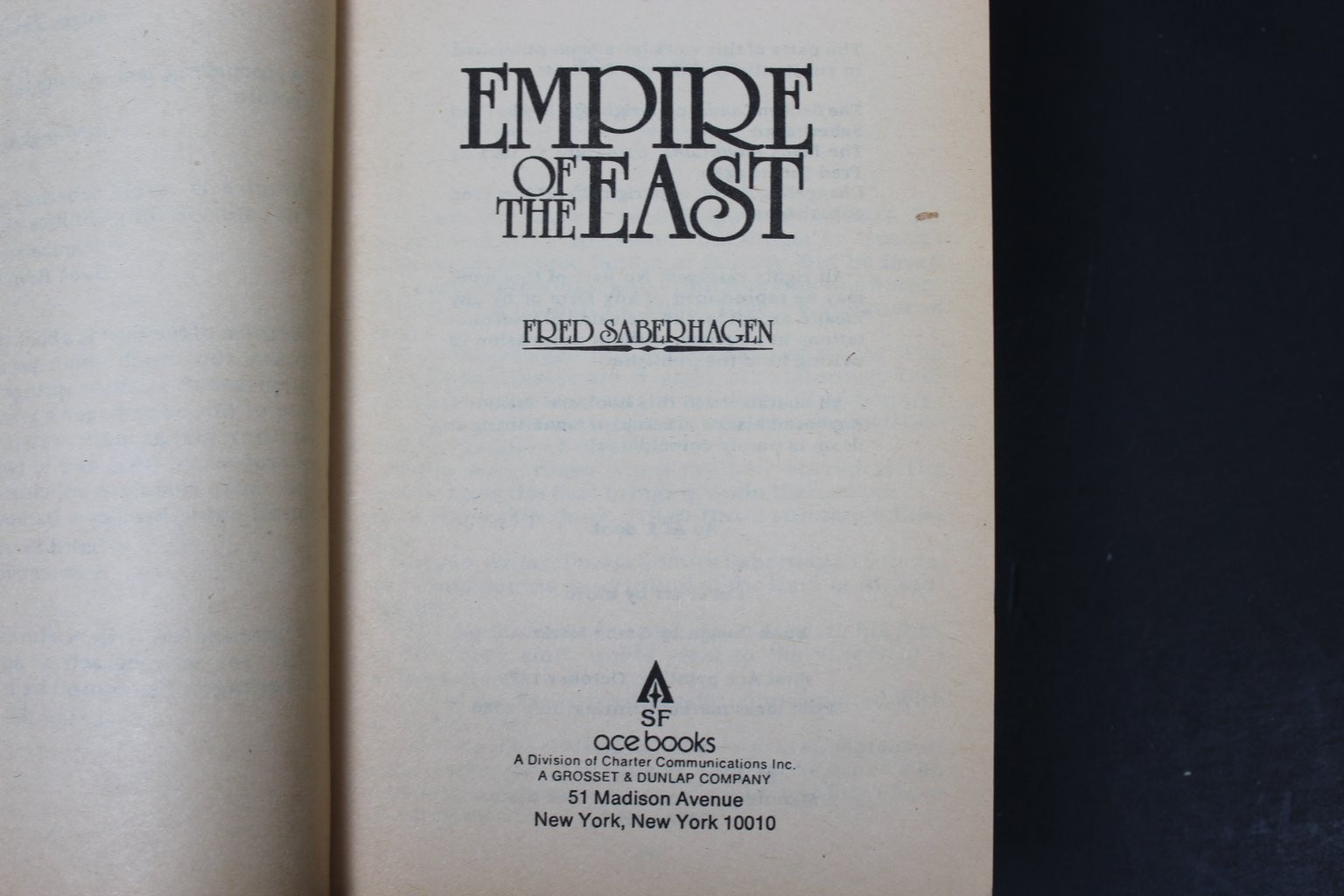 Empire of the East Fred Saberhagen 1979 First Ace Printing Fantasy SF Ace Books