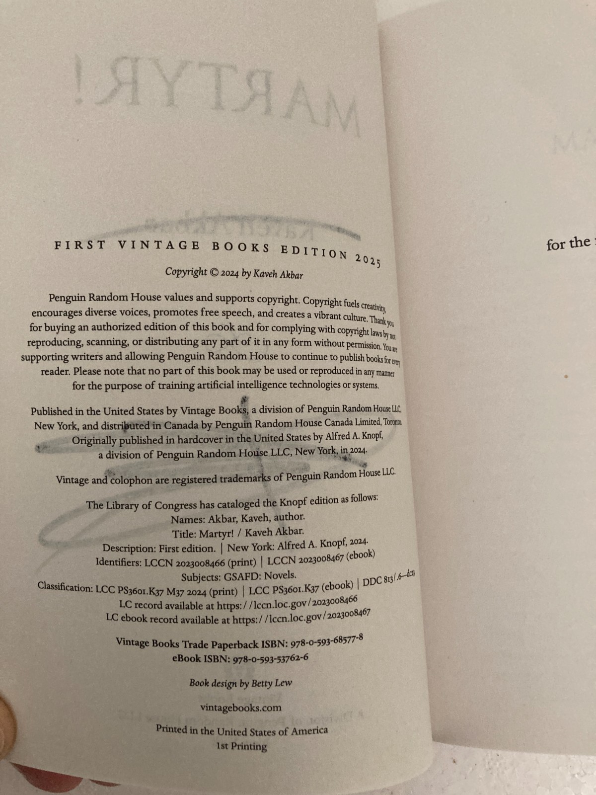 Martyr!: A Novel by Kaveh Akbar (2024, Trade Paperback) SIGNED 1st Printing