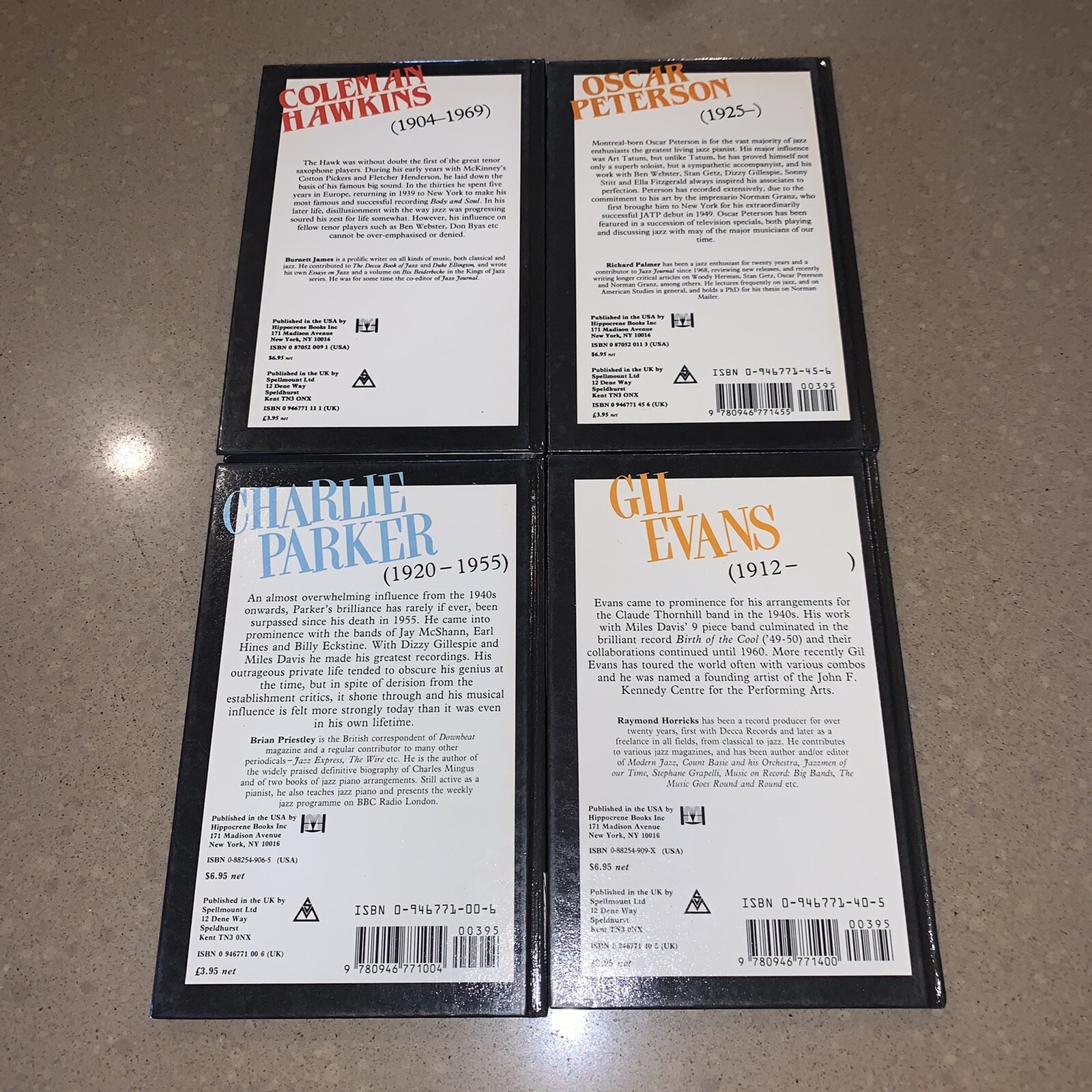 4 Vtg Book Lot Jazz Masters Series Charlie Parker Coleman Hawkins Oscar Peterson