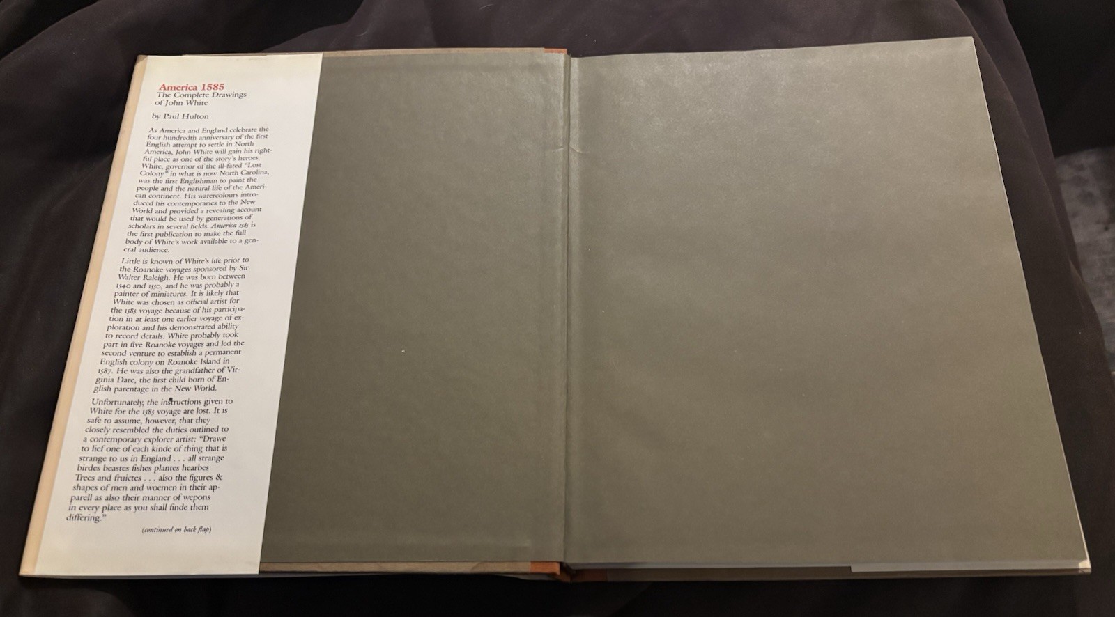 America 1585 The Complete Drawings of John White Paul Hulton 1984 HC/DJ VGUC