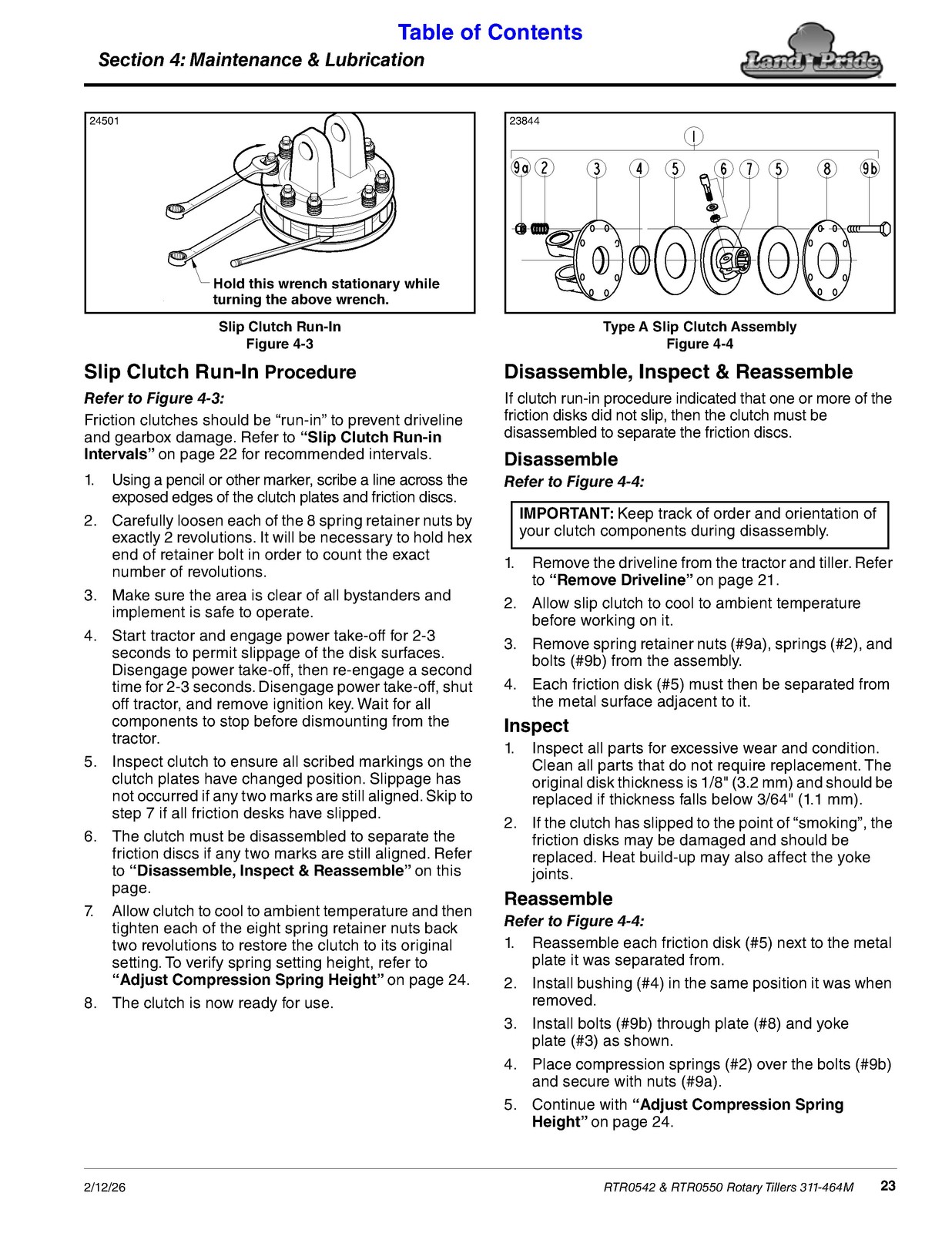 LAND PRIDE RTR05 Series Reverse Rotation Rotary Tillers Operators Manual – BOUND