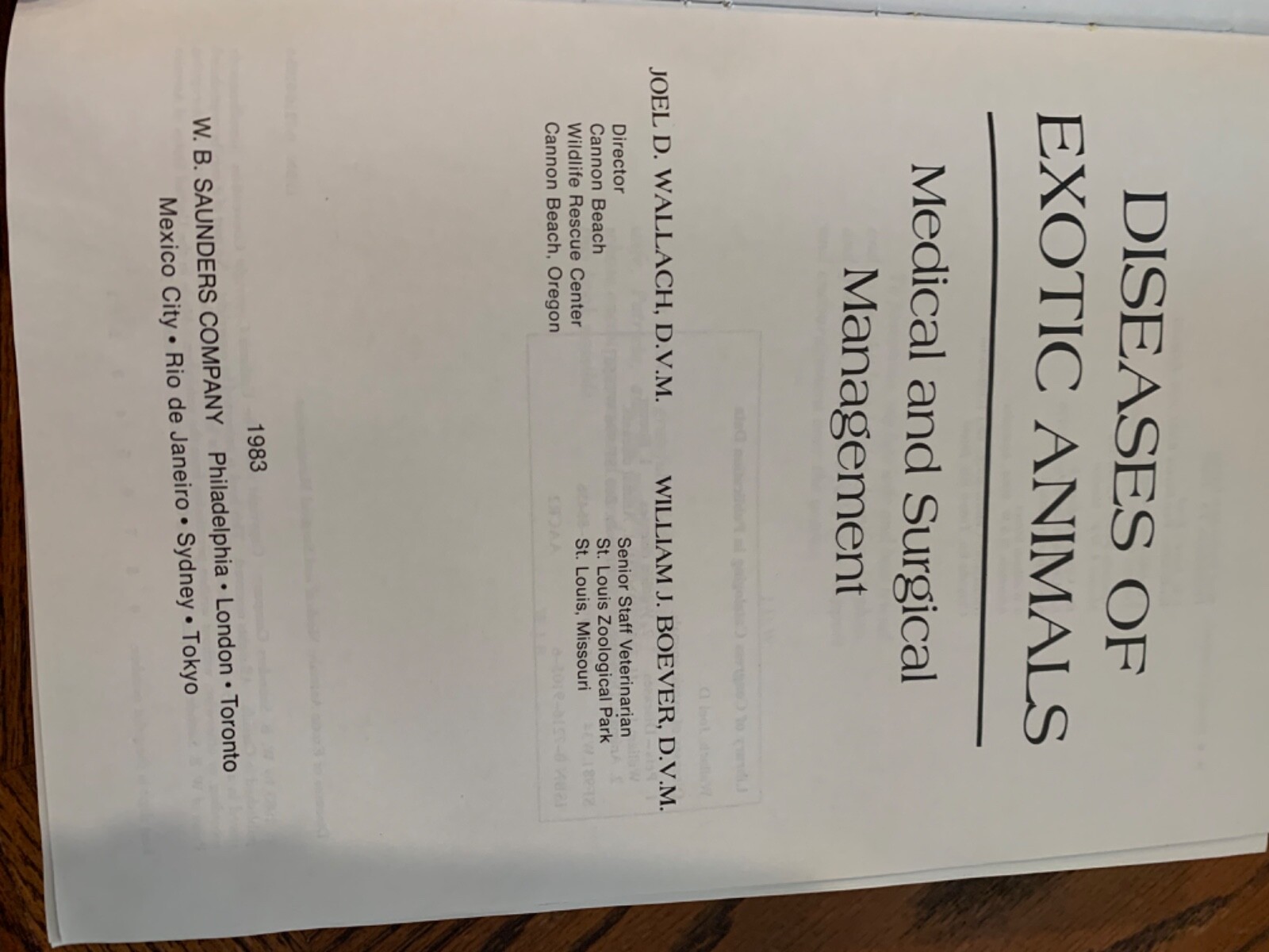 book on disesases of exotic animals medical and surgical management autographed