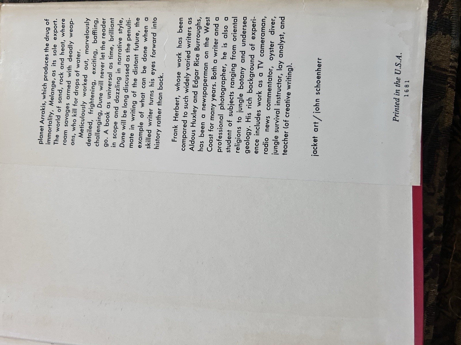 Frank Herbert, Dune. HC/DJ. Book Club Edition, 1965. Gutter Code 31N.