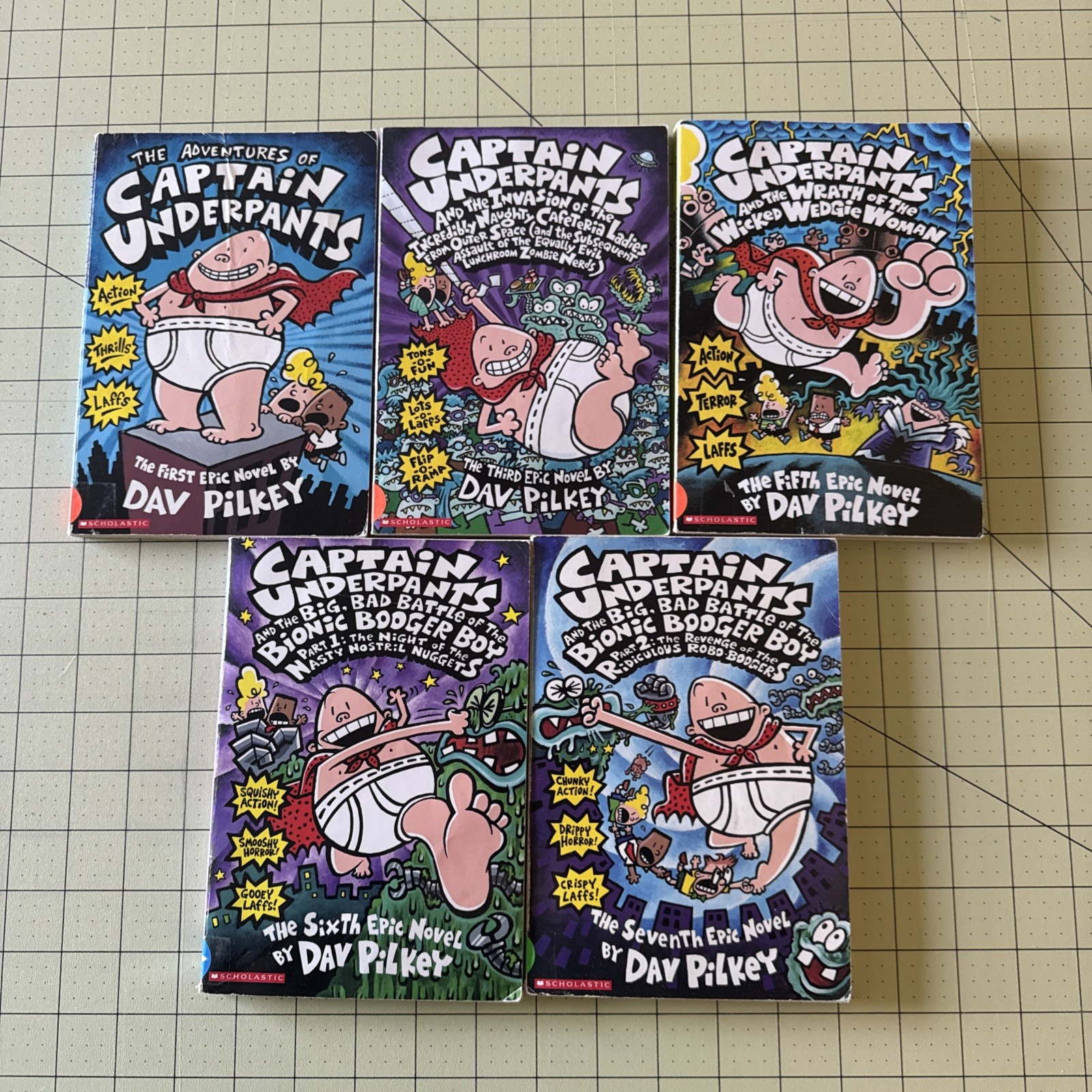 Set of 5 Captain Underpants Books Paperback Lot Pilkey Booger Boy Wedgie Ladies