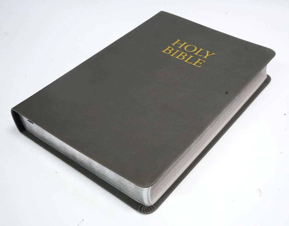 Giant Print King James Version Bible Charcoal Simulated Leather Map Section TGS