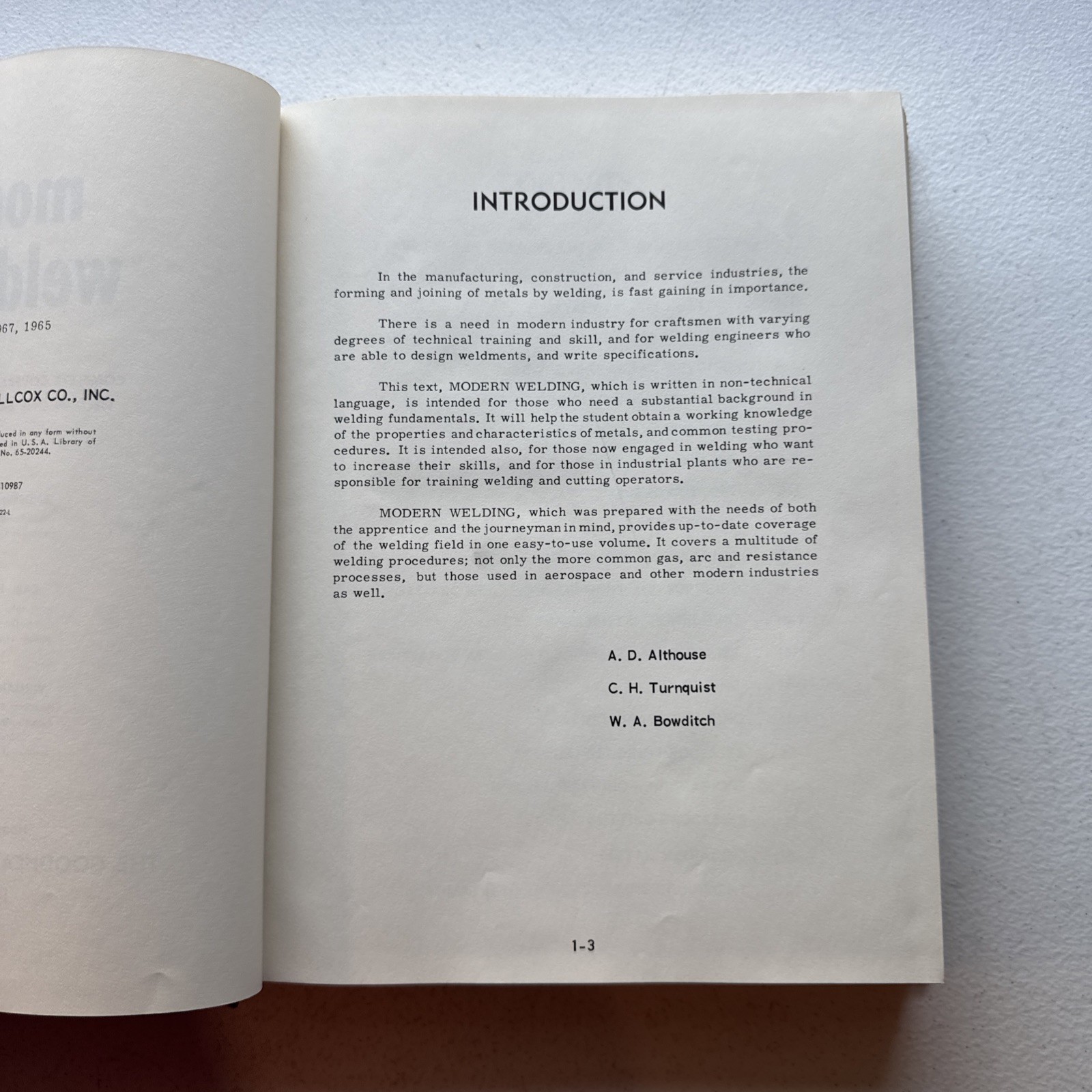 Modern Welding By Althouse, Turnquist & Bowditch 1967 Hardcover Book