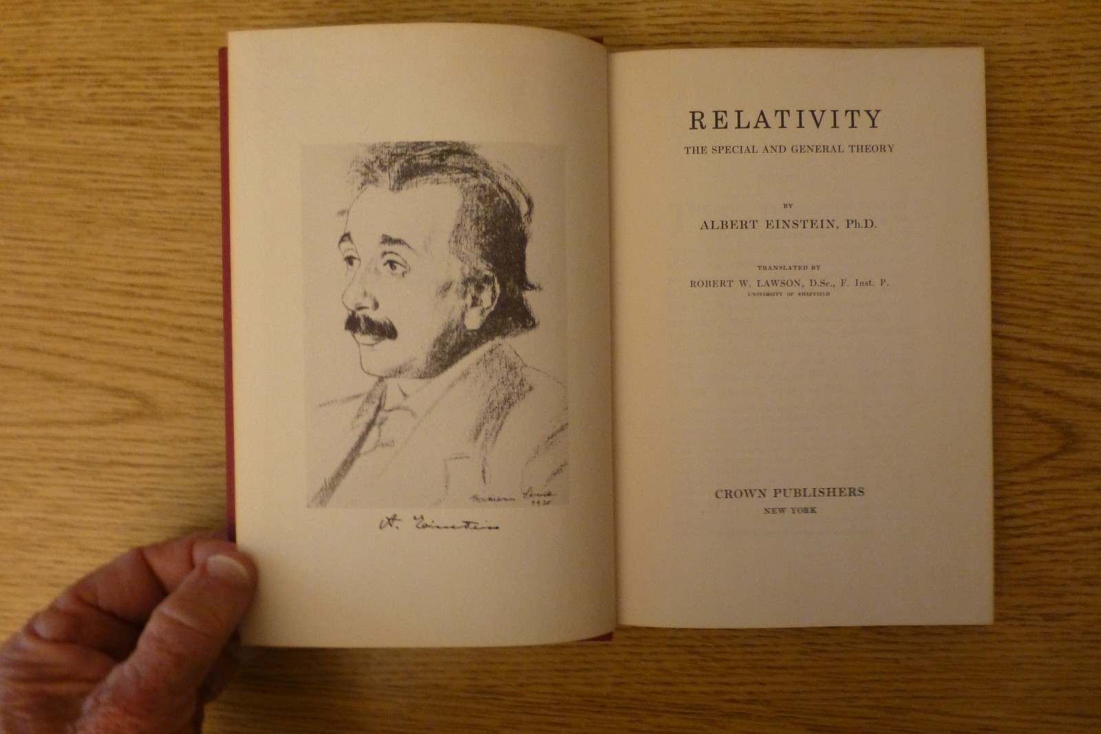Relativity, Albert Einstein, hardcover, 1931 Crown Publishers
