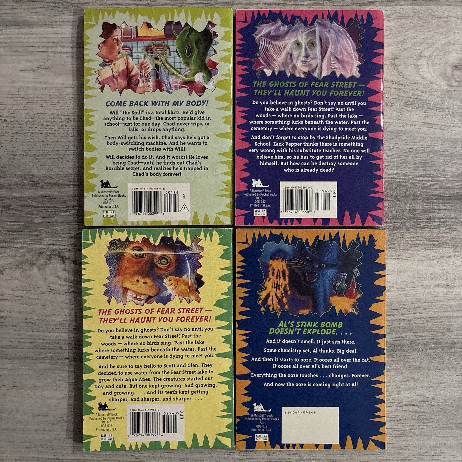 RL Stines Lot Of 4 Ghost Of Fear Street 2,3,8,14
