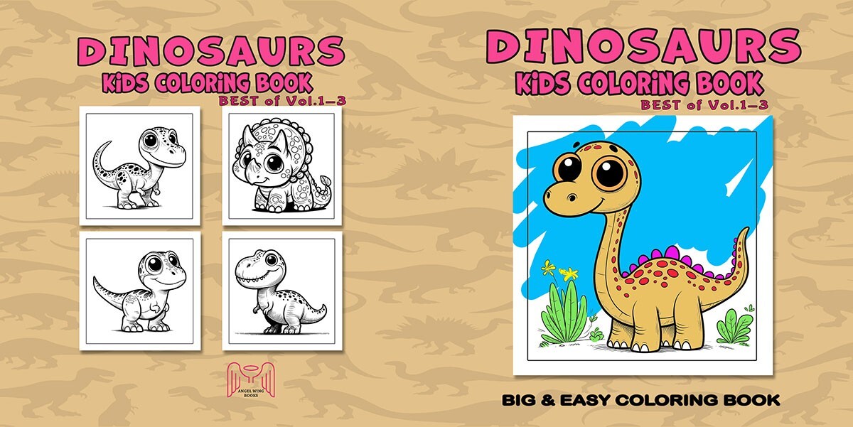 NEW Dinosaurs Kids Coloring Book BEST of Vol 4 Easy, Simple, & Large Bold Print
