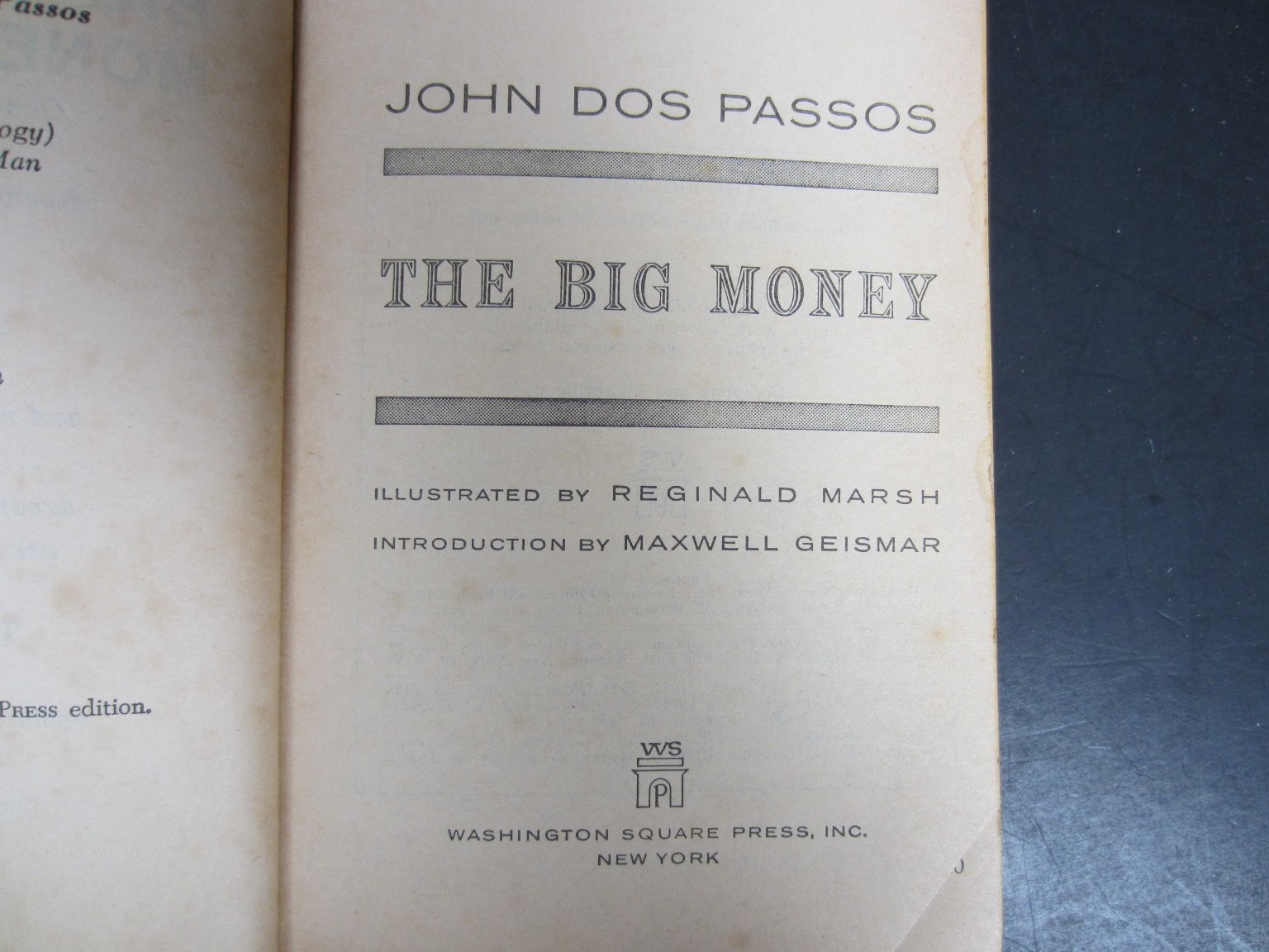 The Big Money John Dos Passos 1961 Washington Square Press Illustrated Classic