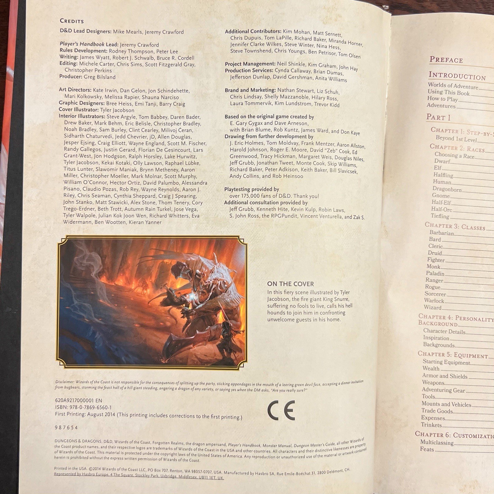 D&D Player’s Handbook 5th Edition Hardcover 2014 4th Printing Dungeons Dragons