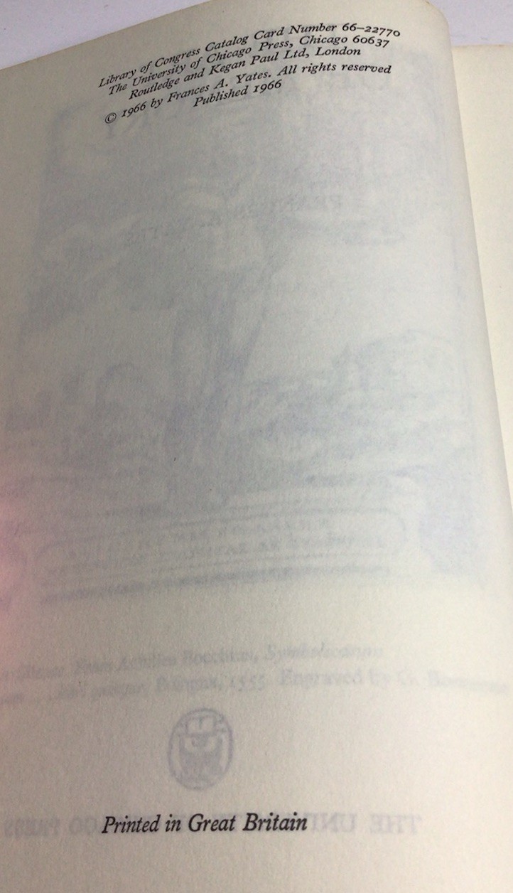 The Art Of Memory Frances A Yates 1966 Hardcover Dust Jacket