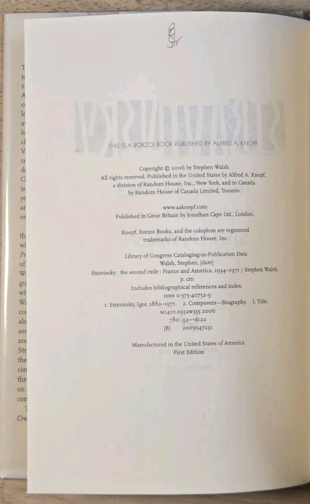 Stravinsky: The Second Exile: France and America, 1934-1971