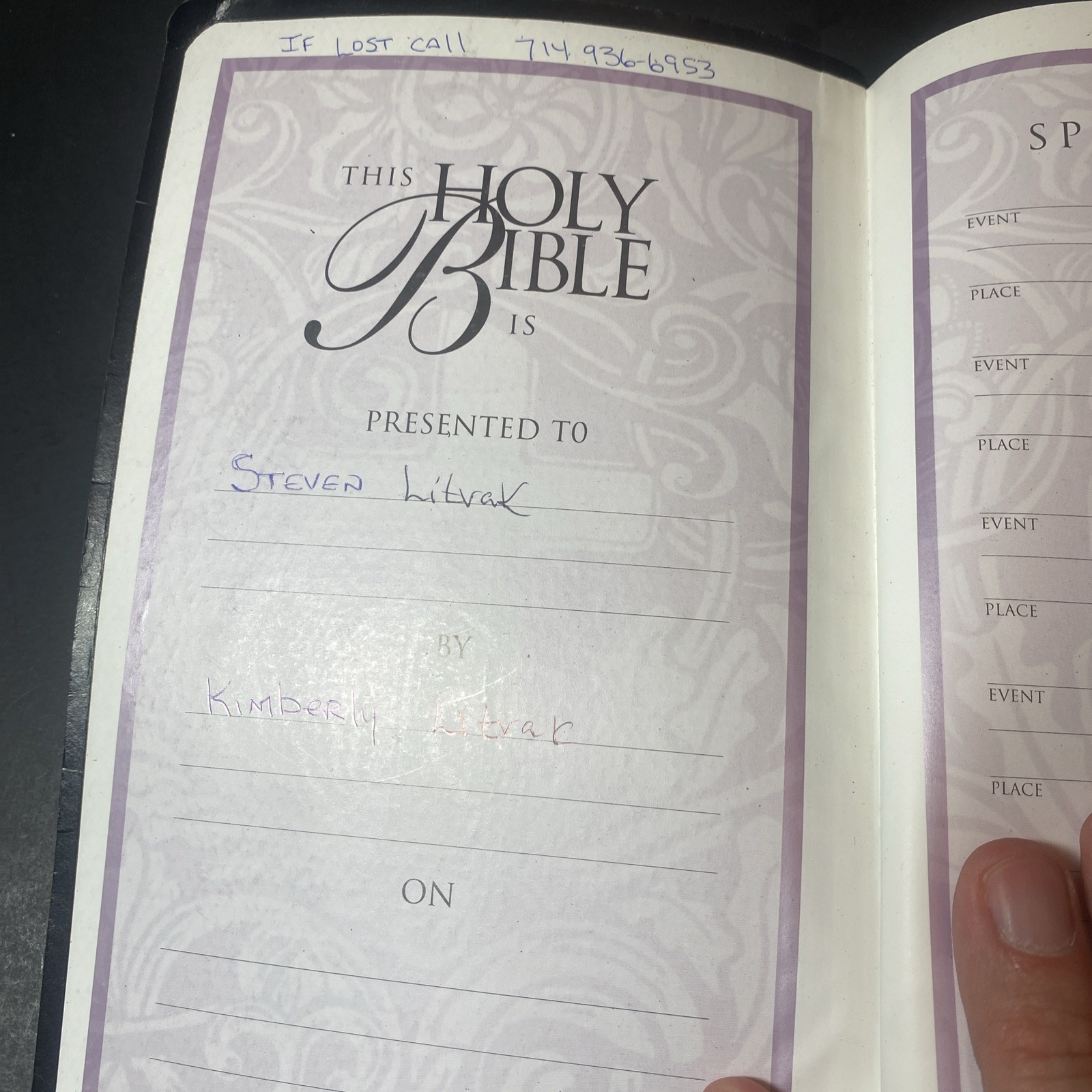 Holy Bible King James Reference KJV Black Bonded Leather Zondervan 1994, VGC