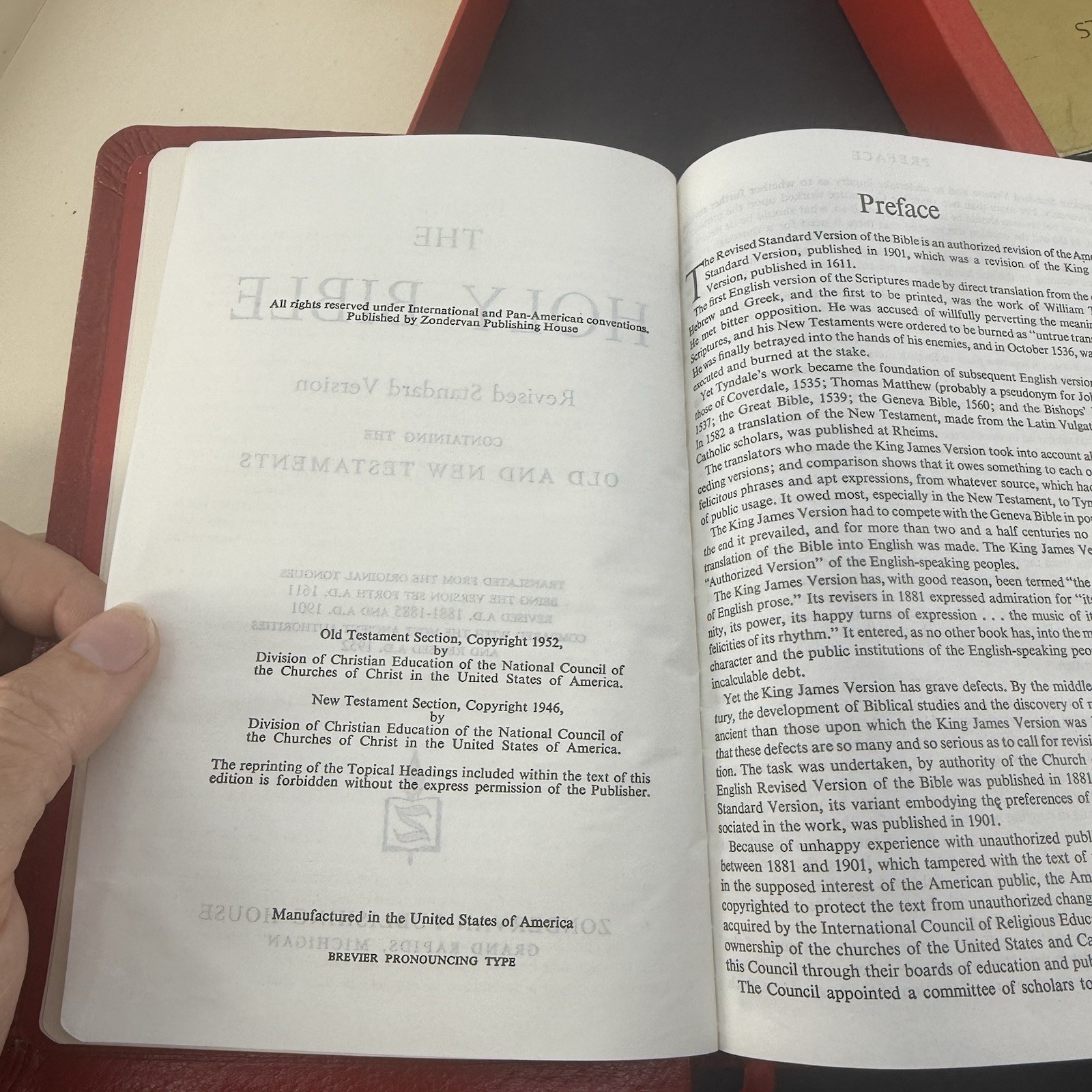 1952 Zondervan Holy Bible Red Letter Text Red Cover With Box