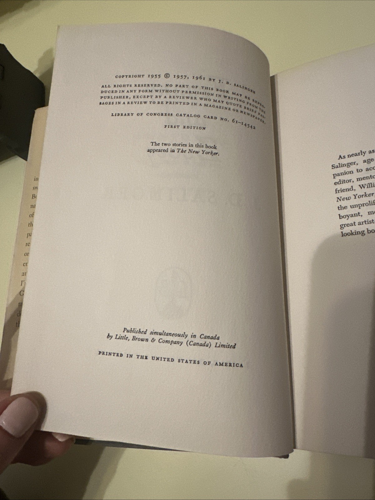 FIRST EDITION VINTAGE FRANNY AND ZOOEY J.D. SALINGER COLLECTIBLE RARE BOOK L7