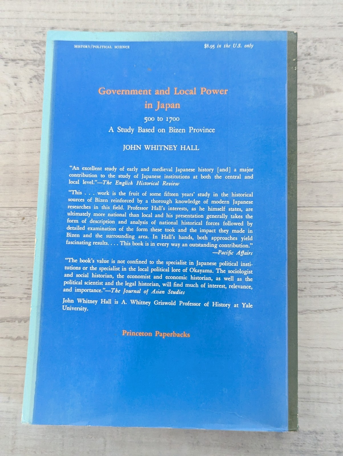 Government and Local Power in Japan 500-1700: Bizen Province; J. Hall – PB/VG