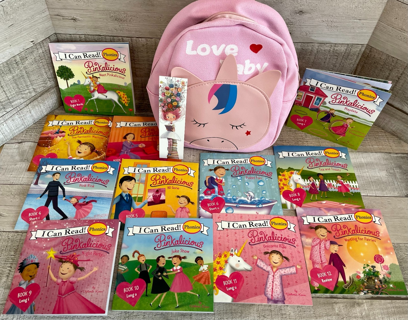Pinkalicious I Can Read Phonics Books -Lot of 12 Plus Canvas Bookbag