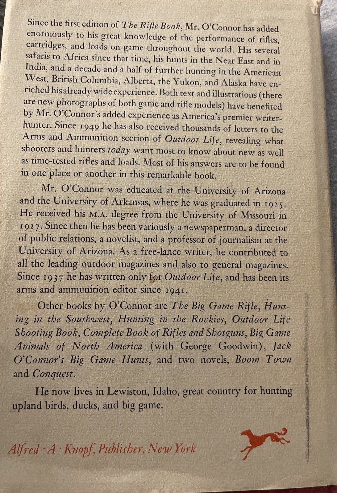 The Rifle Book- A New Edition Of A Shooter’s Classic Jack O’Connor 1964