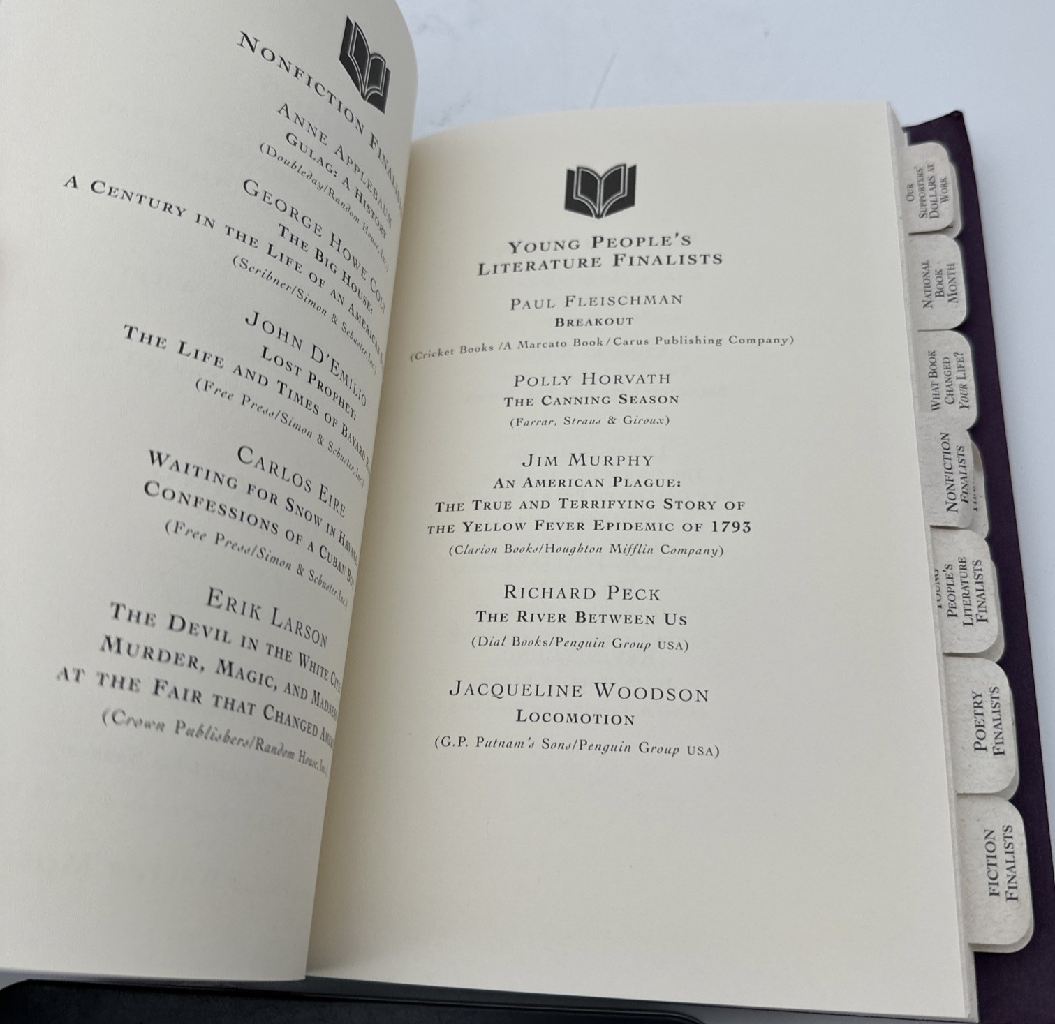 54th National Book Awards Program November 2003 Stephen King Notable Good