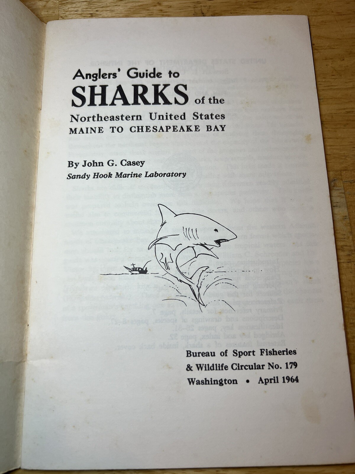Angler’s Guide to Sharks of the U.S. Maine to Chesapeake Bay 1964