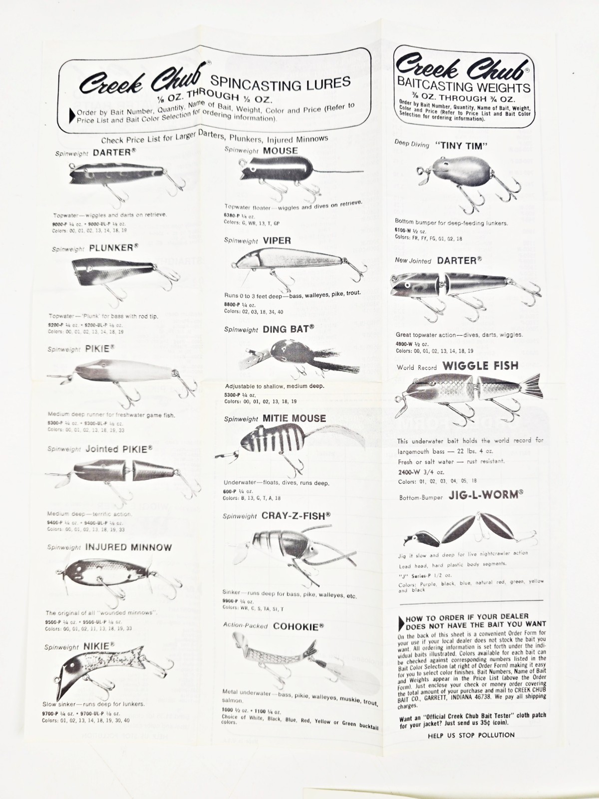 Six 1970s Creek Chub Bait Co Lure Box Inserts Plus A Bonus