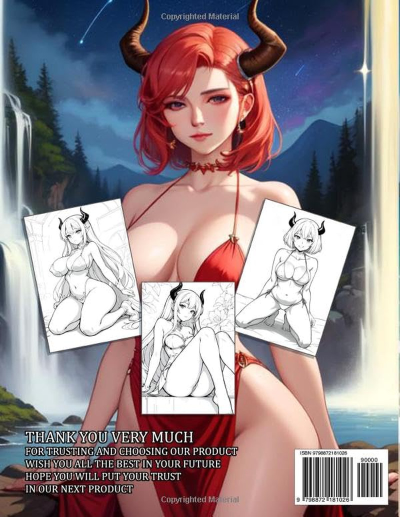 Sexy Anime Girls Coloring Book: DEMON GIRLS: Hot and Naughty Girls Coloring Page