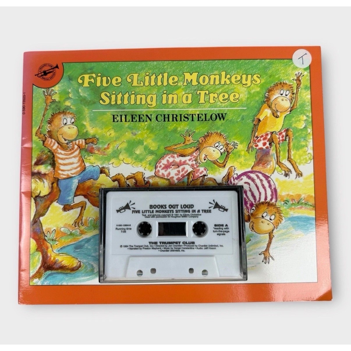 Five Little Monkeys Book & Cassette Set Eileen Christelow Trumpet Club Vintage