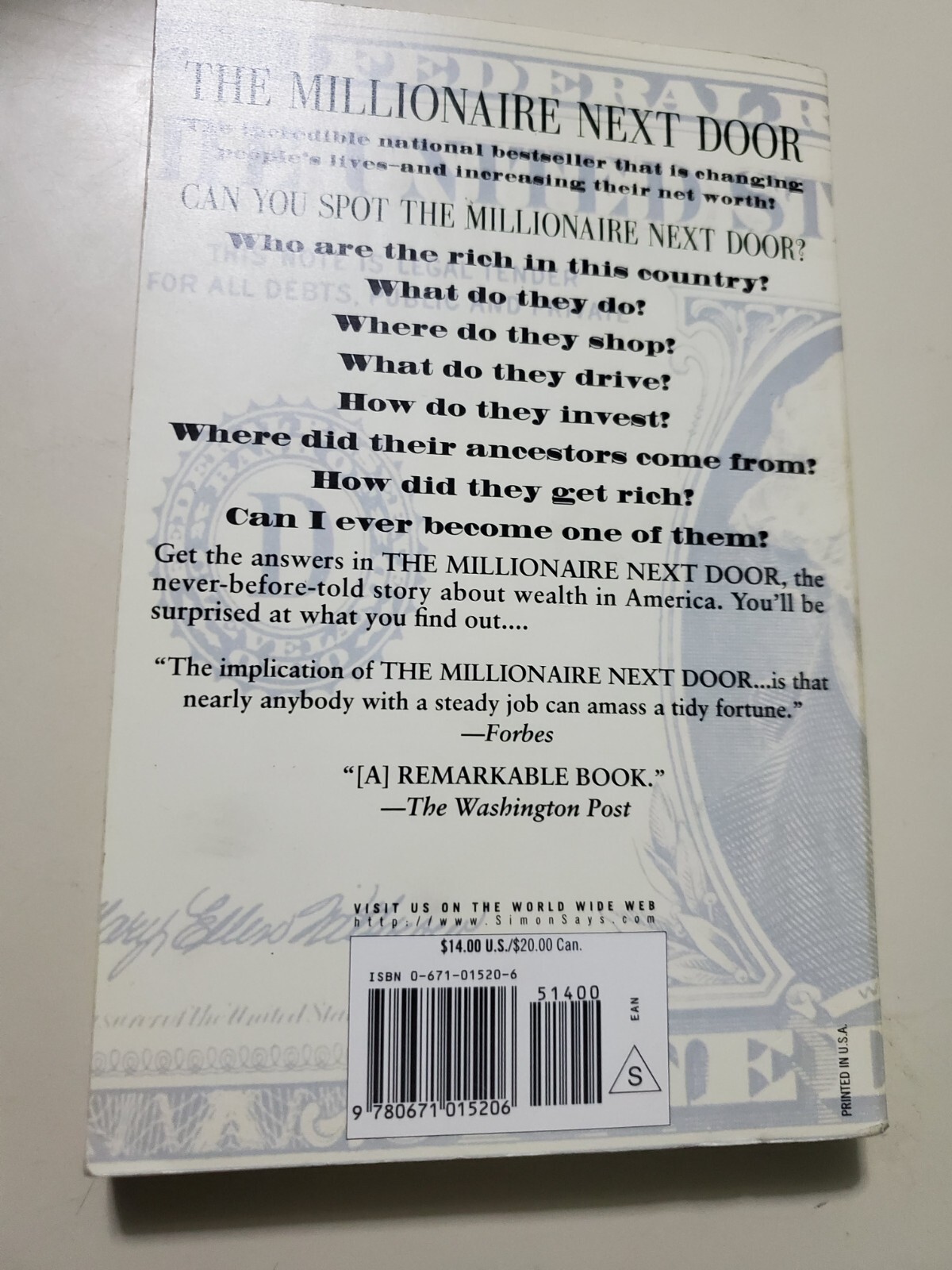 The Millionaire Next Door by Thomas J. Stanley & William D. Danko (Paperback)