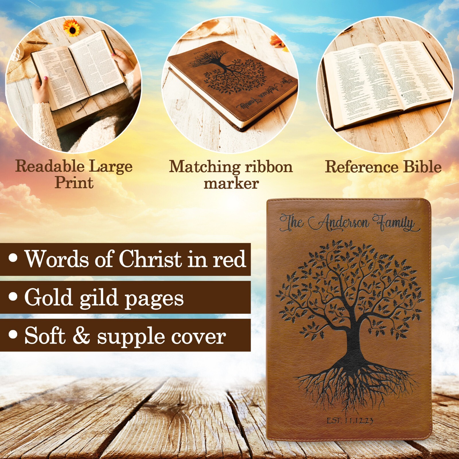 Personalized Family Bible | Large Print | Custom Engraved New Living Translation