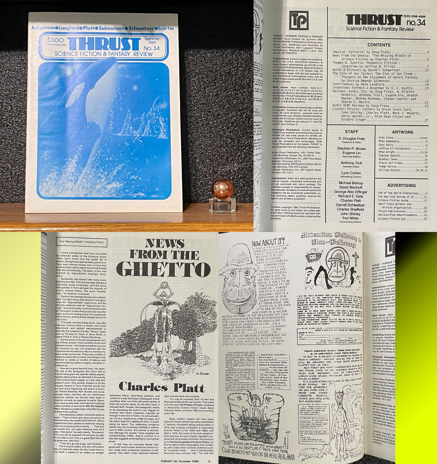 FANZINE Thrust SCIENCE FICTION FANTASY Review #34 Summer 1989 Platt illustrated