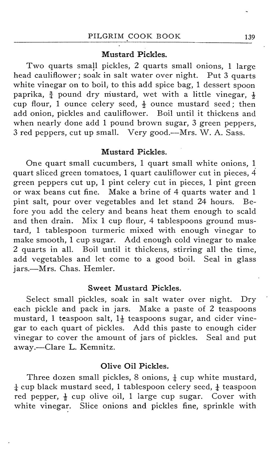 1921 The Pilgrim cook book 146 Pages