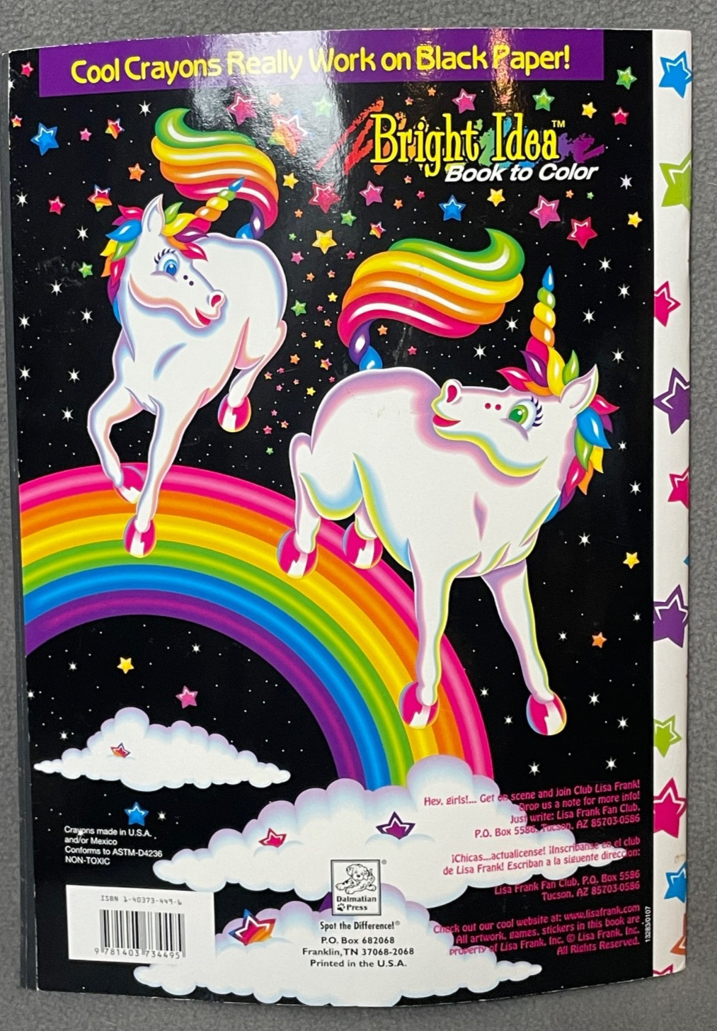 VTG Lisa Frank Markie Bright Idea Coloring Book & Crayons Dalmatian Press 2003