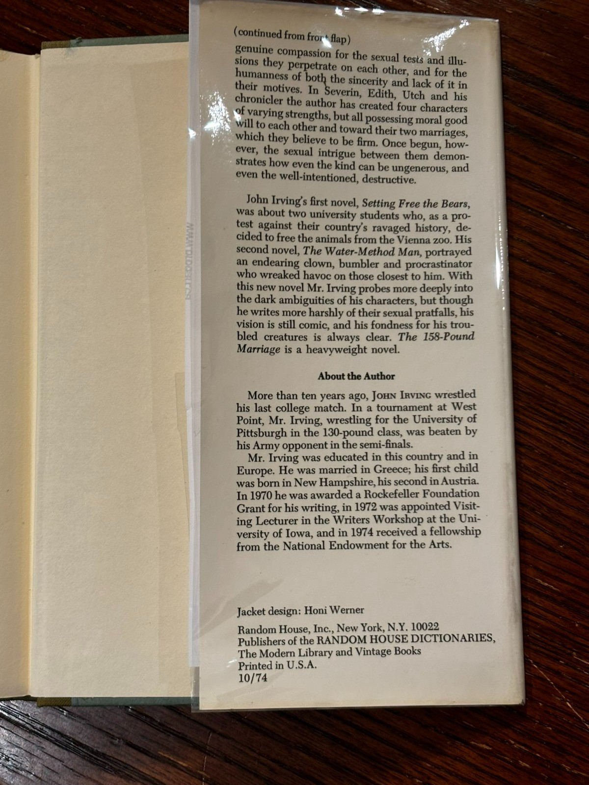John Irving The 158-Pound Marriage hardcover 1st edition 1974 3rd novel HTF VG++
