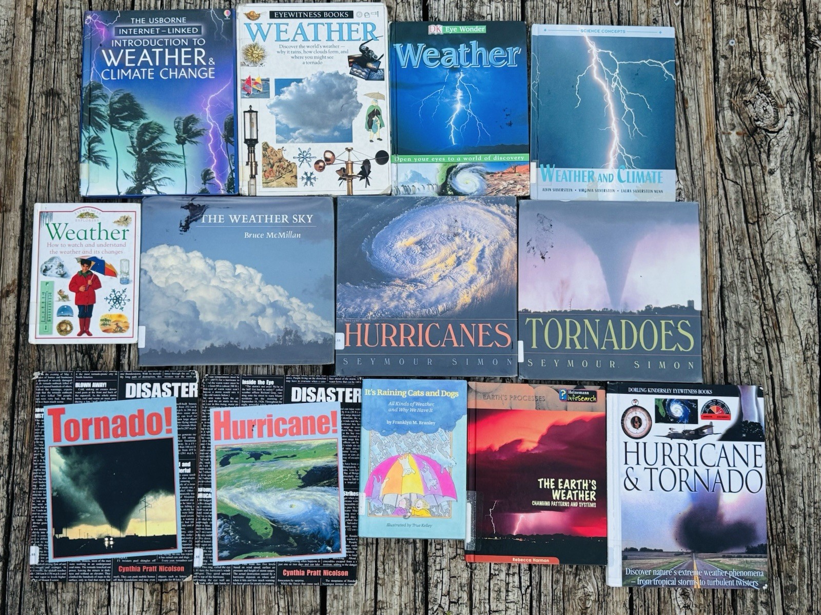 Lot of 13 Books On Weather Tornados Hurricanes Children’s Non Fiction HC