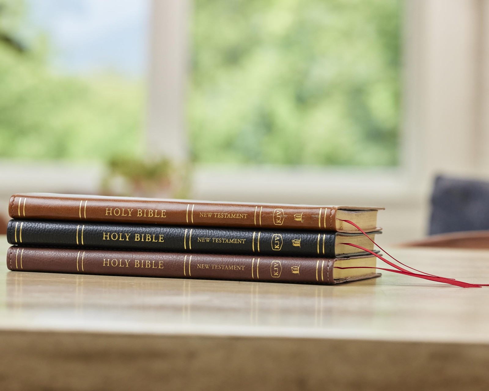 KJV, Personal Size New Testament, Black Genuine Leather, Red Letter, Comfort
