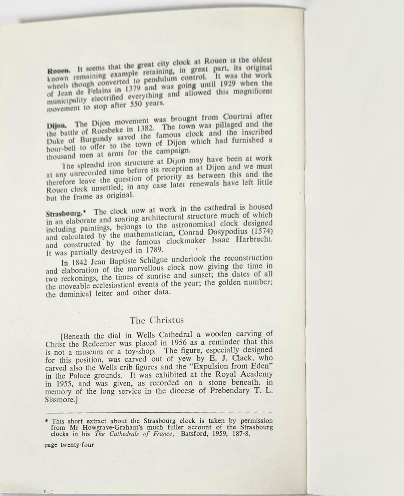 The Wells Clock by R. P. Howgrave-Graham (1978, TP) Friends of Wesll Cathedral