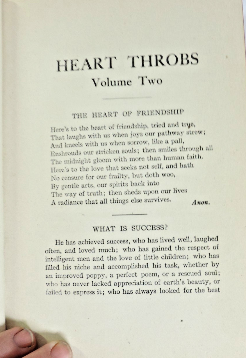 1911 Heart Throbs Vol. 2 The Old Scrap Book Poetry/Love Short Stories