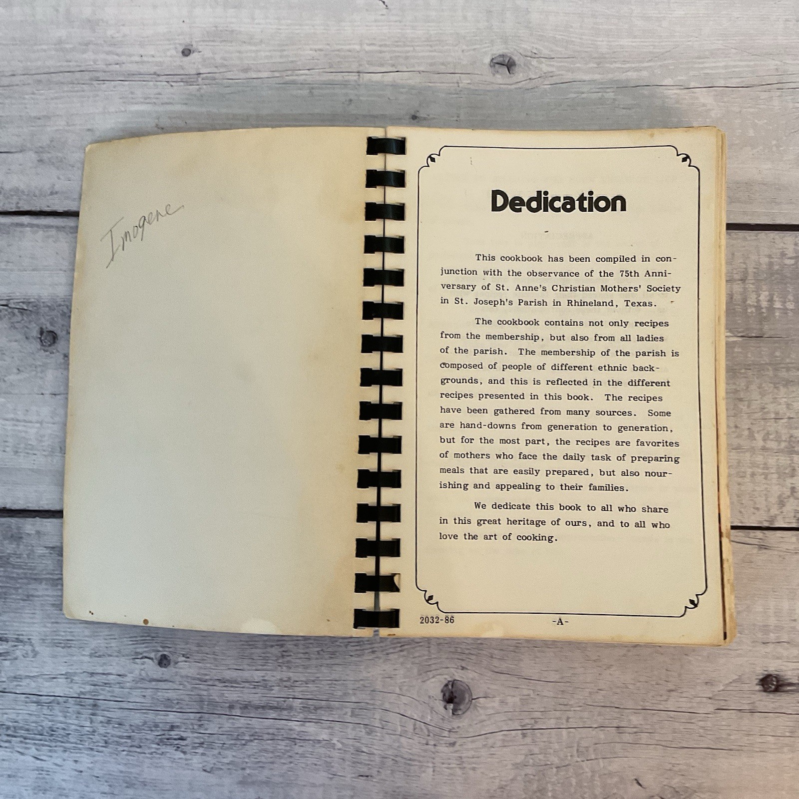 Cherished Recipes Cookbook St Anne’s Christian Mothers Society Rhineland Texas