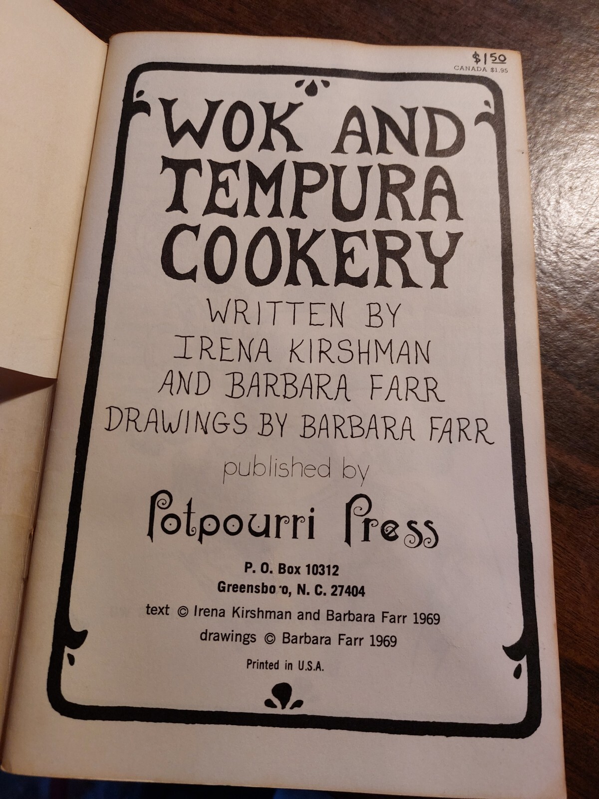 Wok and Tempura Cookery by Irena Kirshman & Barbara Farr, Potpourri Press 1969
