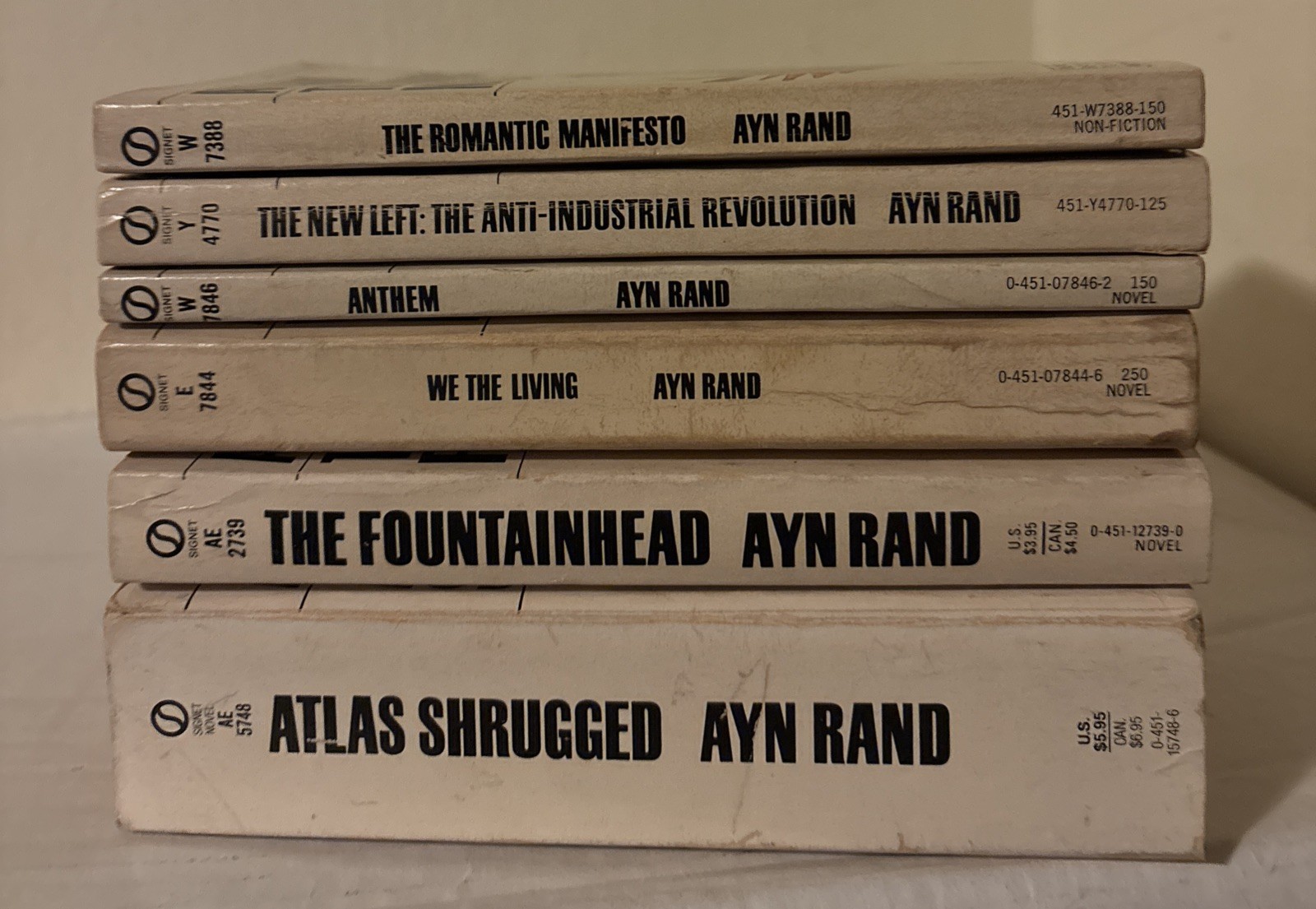 Lot of 6 Ayn Rand vintage mass market paperbacks : The Fountainhead ANTHEM +