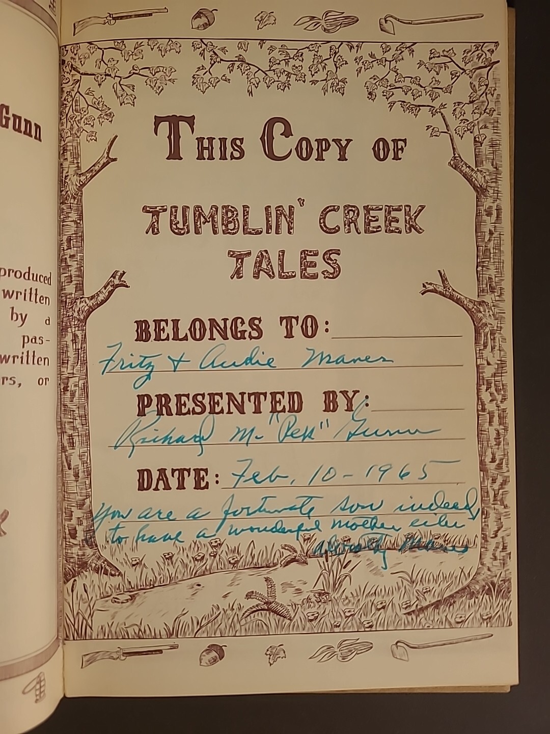 Signed Tumblin’ Creek Tales & other Poems by Pek Gunn HC book 1963 Good Cond