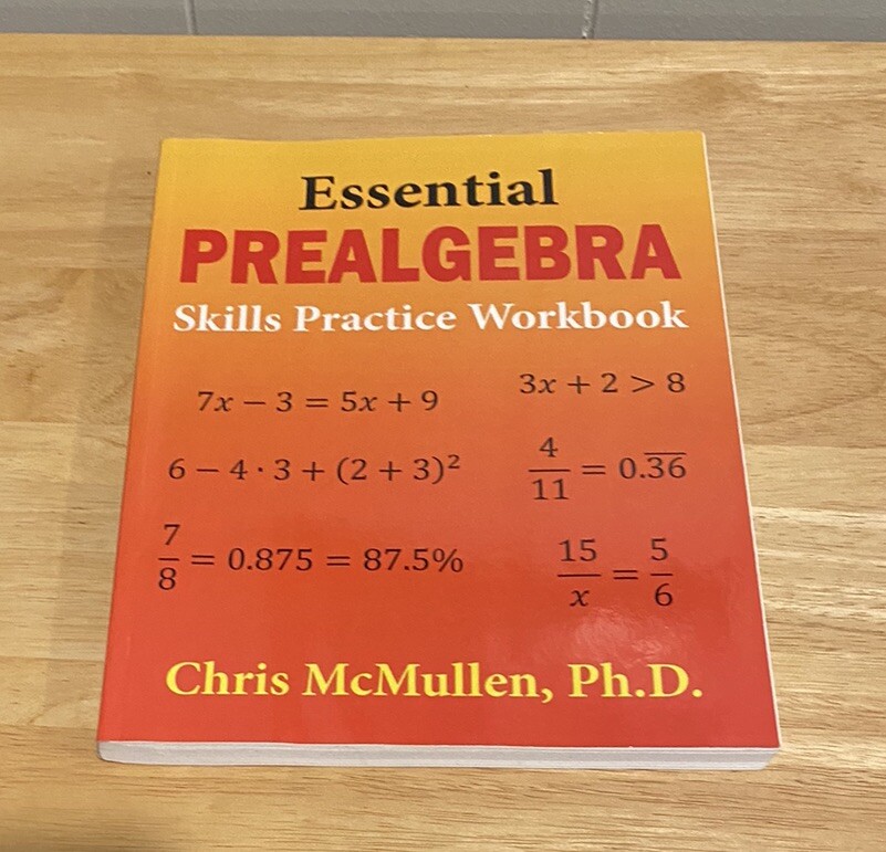 NEW Clean No Writing Essential Pre Algebra Skills Workbook C McMullen Homeschool