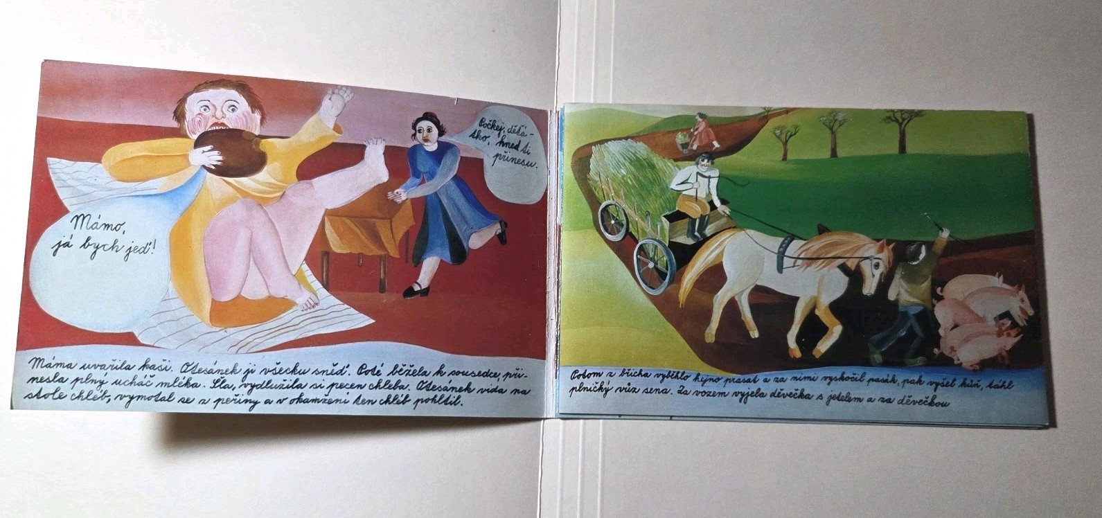 Rare Vintage Czech Otesanek Fold-Out Story Booklet 11 Illustrated Pages