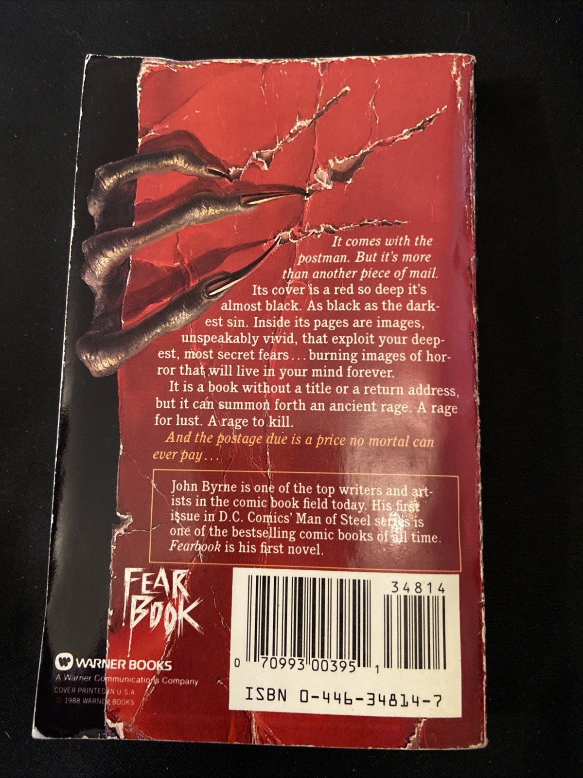 Fear Book John L Byrne First Edition 1st Printing 1988 Mass Market Paperback