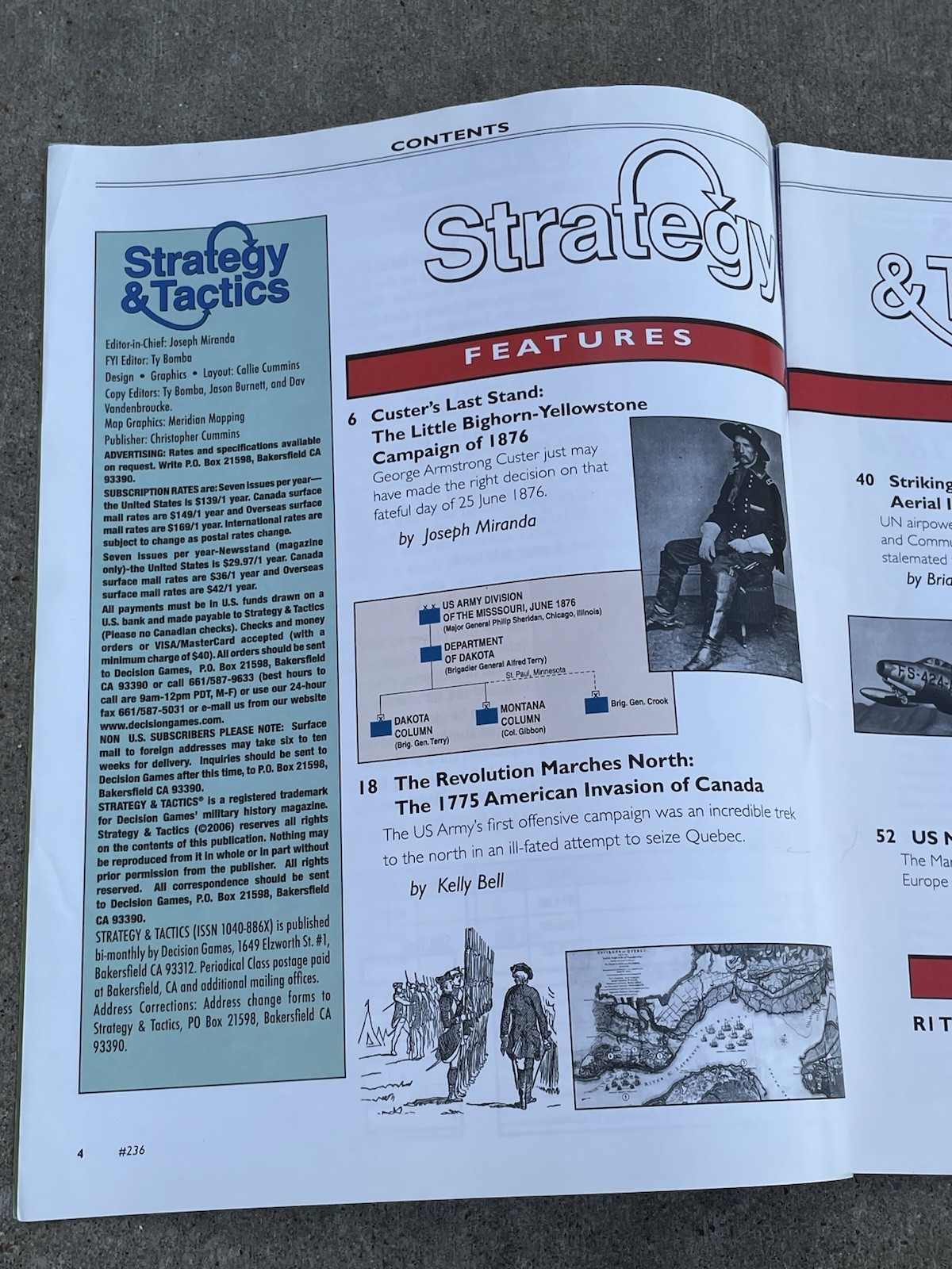 SPI S&T Strategy & Tactics #236 Custers Last Stand Gaming Magazine No Map Insert