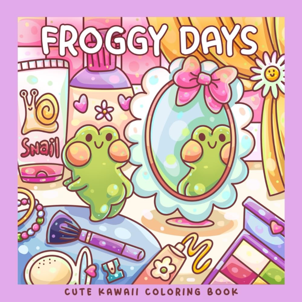 Froggy Days A Kawaii Frog Coloring Book for Kids and Adults Adorable Frog