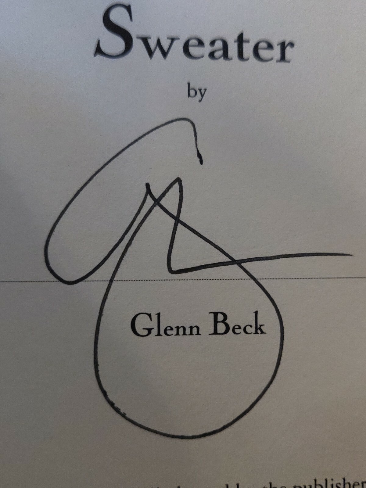 The Christmas Sweater By Glenn Beck SIGNED Autograph Hardcover Book